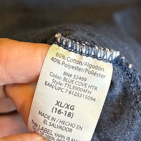 5 for $25🔥Time and Tru Blue Grey Long Sleeve T-Shirt Boys XL (16-18) - Picture 4 of 5